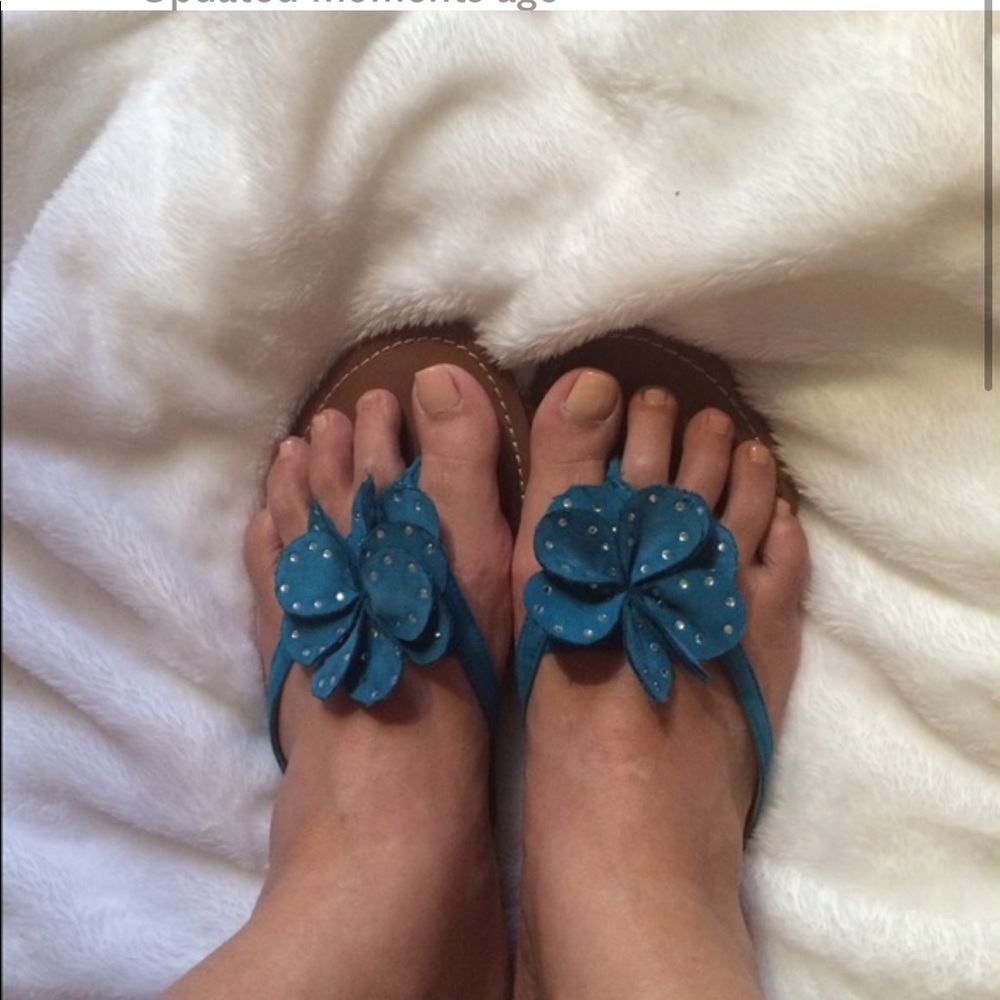 Carlos Santana Aqua sandles with rhinestones
